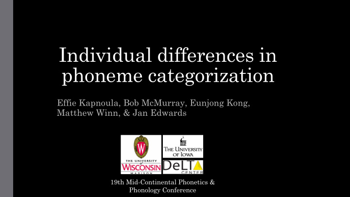 individual differences in phoneme categorization