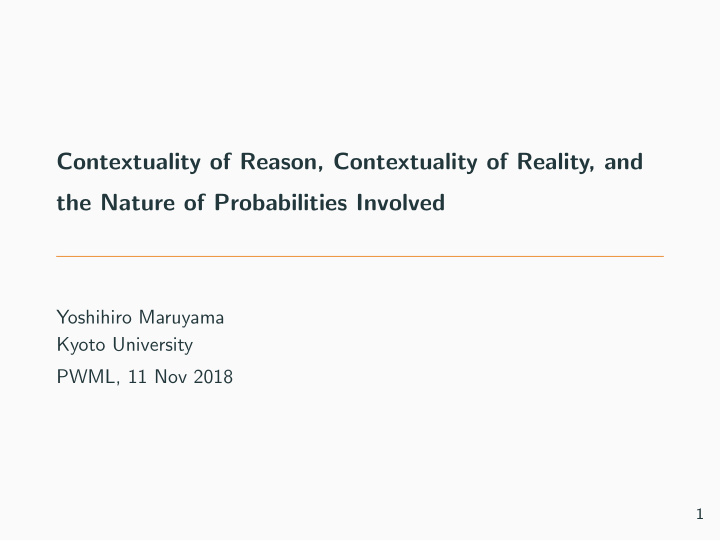 contextuality of reason contextuality of reality and the