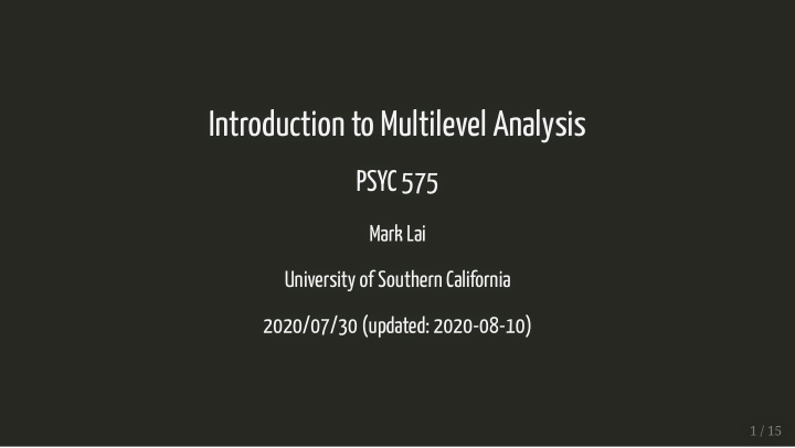 introduction to multilevel analysis introduction to