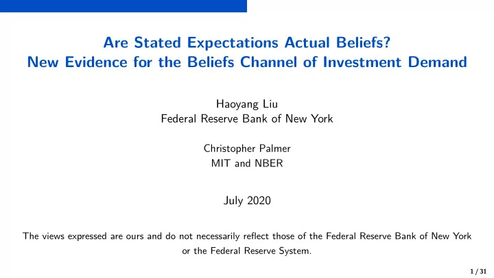 are stated expectations actual beliefs new evidence for