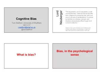 Lord  Neuberger  &quot;The big problem, as it is everywhere, is with  unconscious bias. I dare say