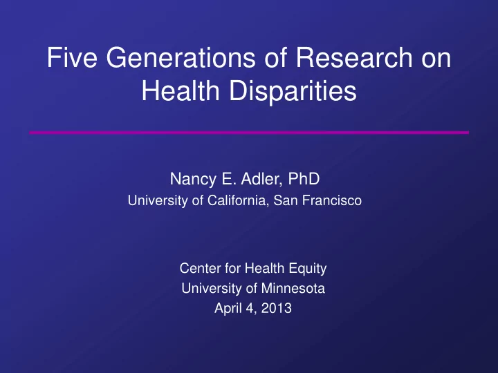 health disparities