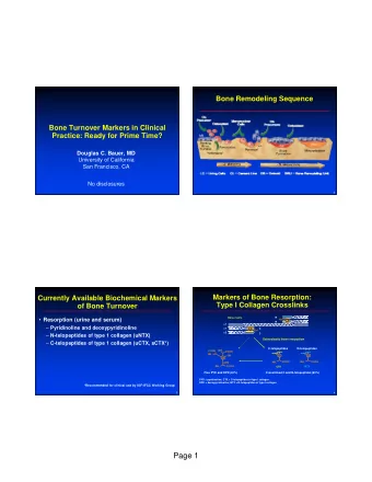 Page 1  Currently Available Biochemical Markers  of Bone Turnover  Markers of Bone Formation: PINP
