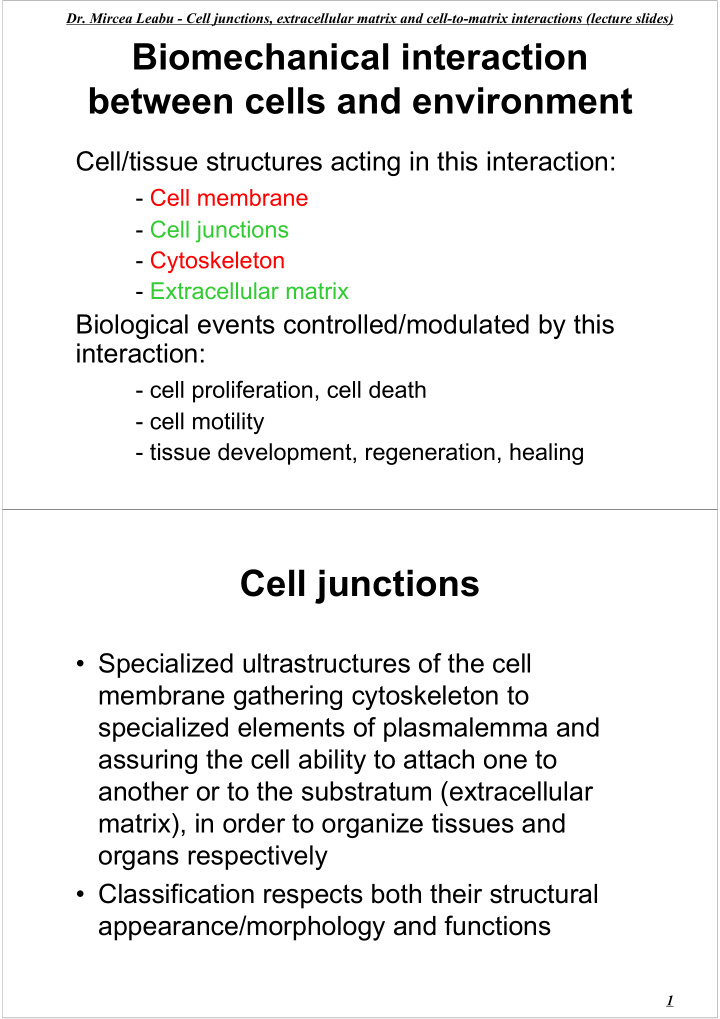biomechanical interaction between cells and environment