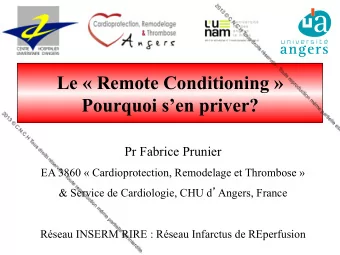 Le  Remote Conditioning   Pourquoi sen priver?  Pr Fabrice Prunier  EA 3860