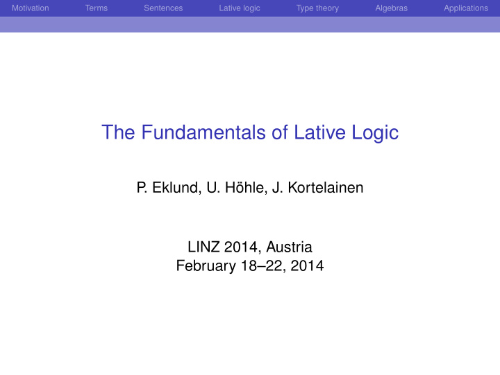 the fundamentals of lative logic