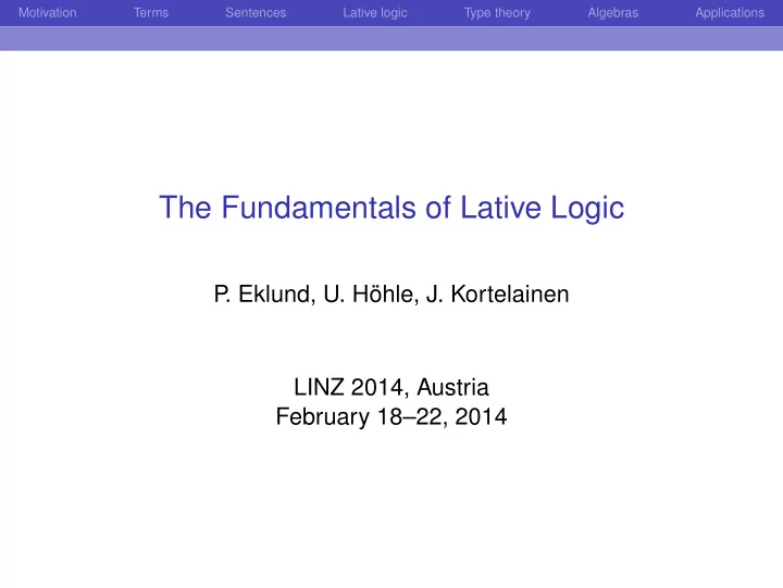 the fundamentals of lative logic