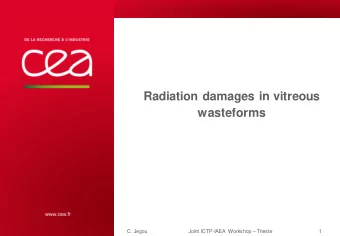wasteforms  CEA | 10 AVRIL 2012  |  PAGE 1 Joint ICTP-IAEA Workshop  Trieste
