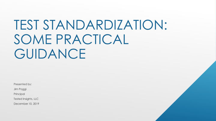 test standardization some practical guidance