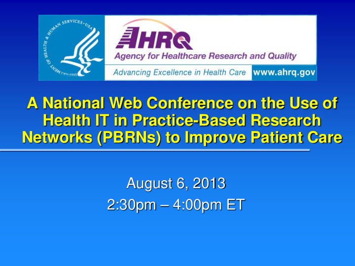 a national web conference on the use of health it in