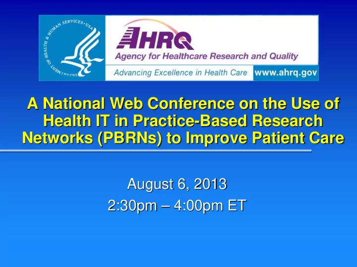 a national web conference on the use of health it in