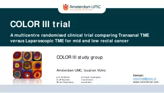 COLOR III trial  A multicentre randomised clinical trial comparing Transanal TME  versus