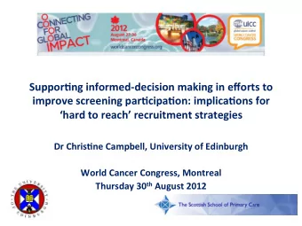 Suppor&amp;ng  informed-decision  making  in  efforts  to    improve