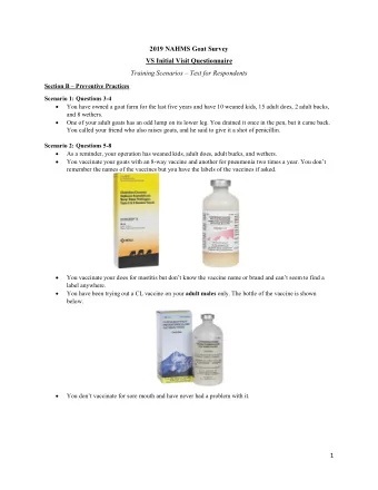 2019 NAHMS Goat Survey  VS Initial Visit Questionnaire  Training Scenarios  Text for Respondents
