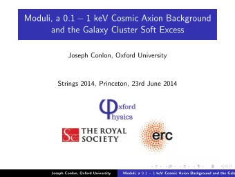 Moduli, a 0 . 1  1 keV Cosmic Axion Background  and the Galaxy Cluster Soft Excess  Joseph