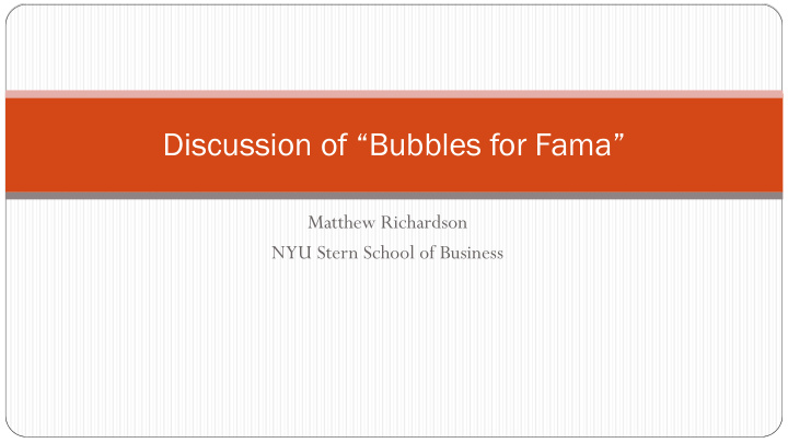 discussion of bubbles for fama