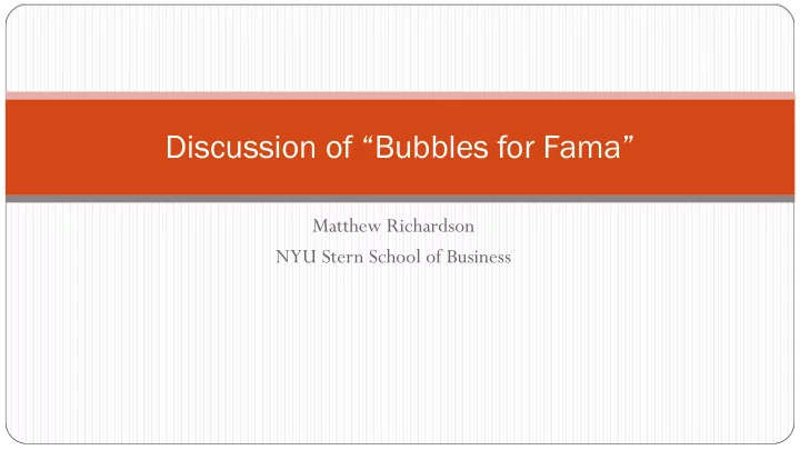 discussion of bubbles for fama
