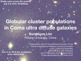 Globular cluster populations  in Coma ultra di ff use galaxies Sungsoon Lim  Peking