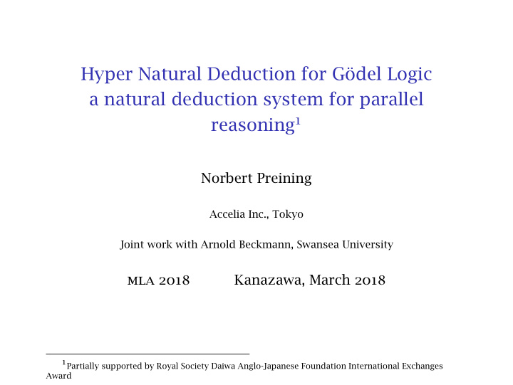 hyper natural deduction for g del logic a natural