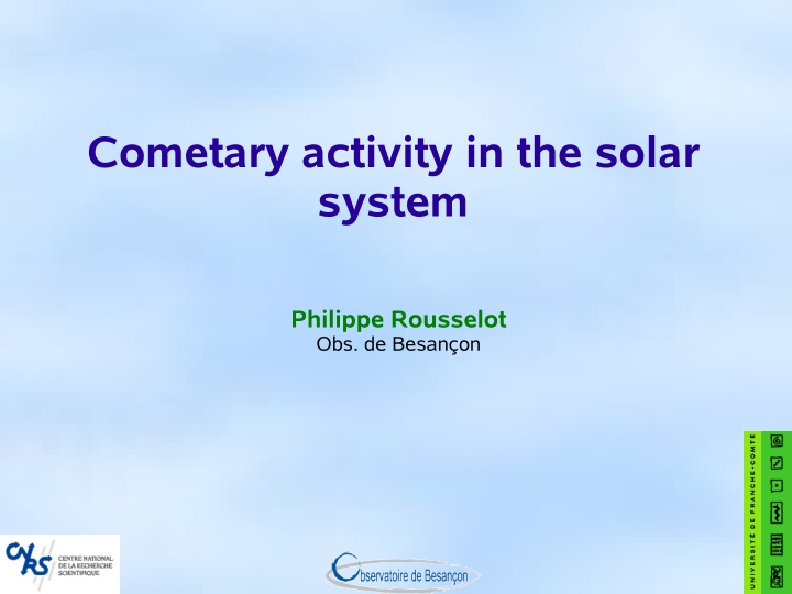 cometary activity in the solar system
