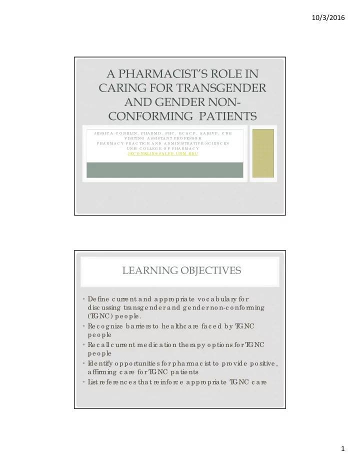 a pharmacist s role in caring for transgender and gender
