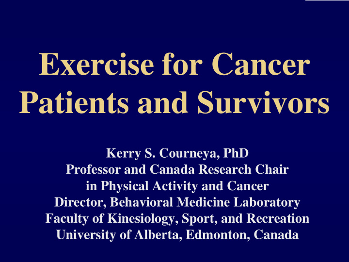 exercise for cancer patients and survivors