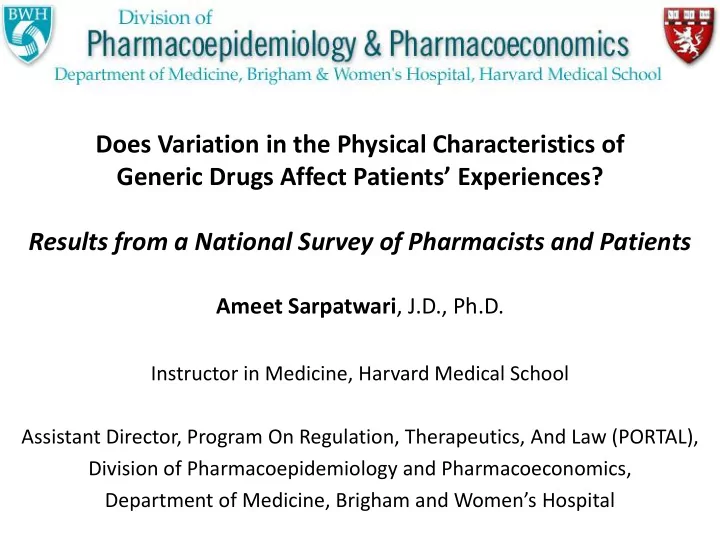 does variation in the physical characteristics of generic