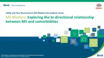 MS Matters: Exploring the bi-directional relationship  between MS and comorbidities  This webinar