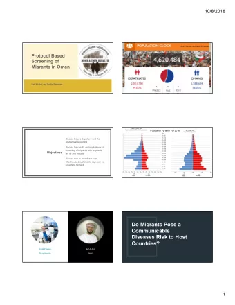 Do Migrants Pose a  Communicable  Diseases Risk to Host  Countries?  Eskild Petersen  Seif Al-Abri