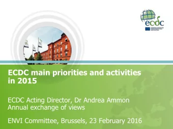 in 2015  ECDC Acting Director, Dr Andrea Ammon  Annual exchange of views  ENVI Committee, Brussels,