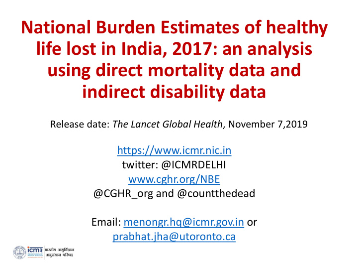 national burden estimates of healthy