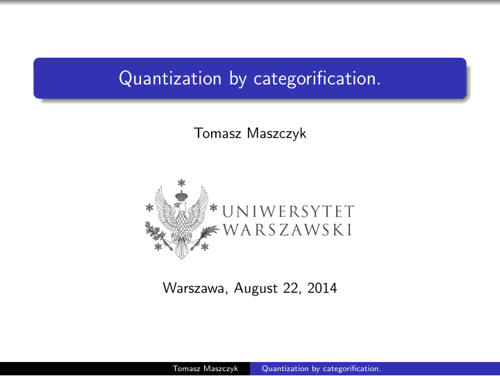 quantization by categorification