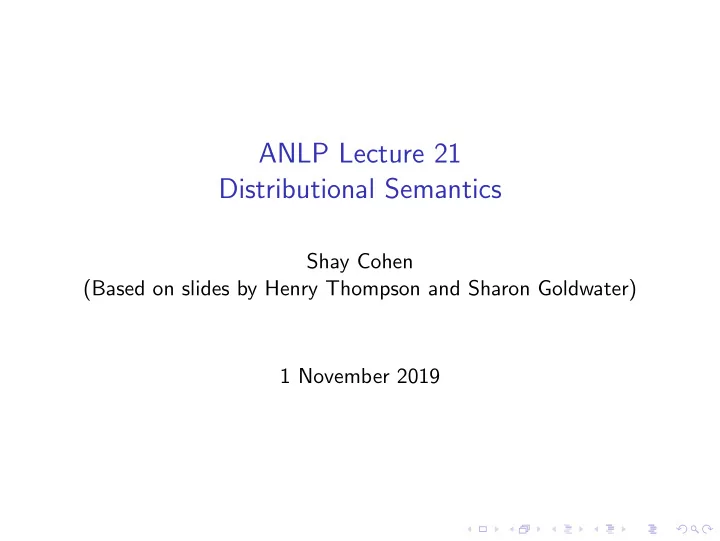 anlp lecture 21 distributional semantics