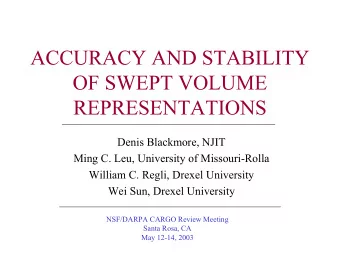 Denis Blackmore, NJIT  Ming C. Leu, University of Missouri-Rolla  William C. Regli, Drexel