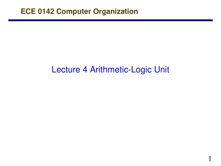 lecture 4 arithmetic logic unit