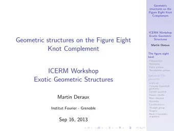 Geometric structures on the Figure Eight  Structures  Martin Deraux  Knot Complement  The figure
