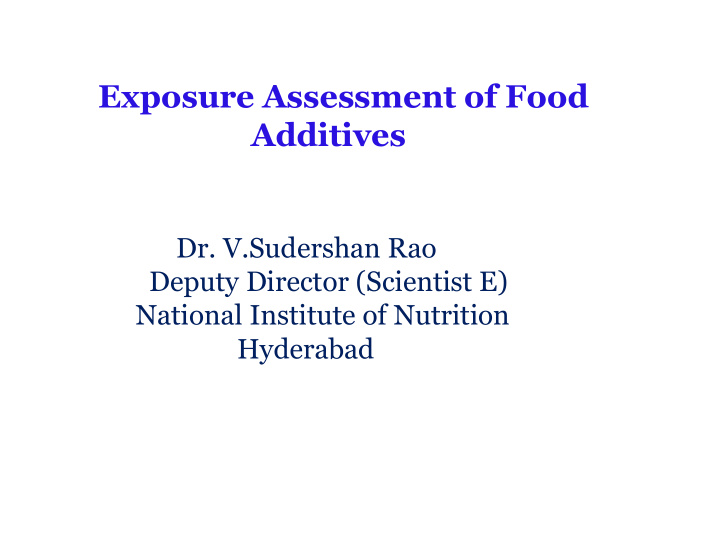 dr v sudershan rao deputy director scientist e national