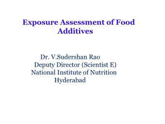 Dr. V.Sudershan Rao  Deputy Director (Scientist E)  National Institute of Nutrition  Hyderabad