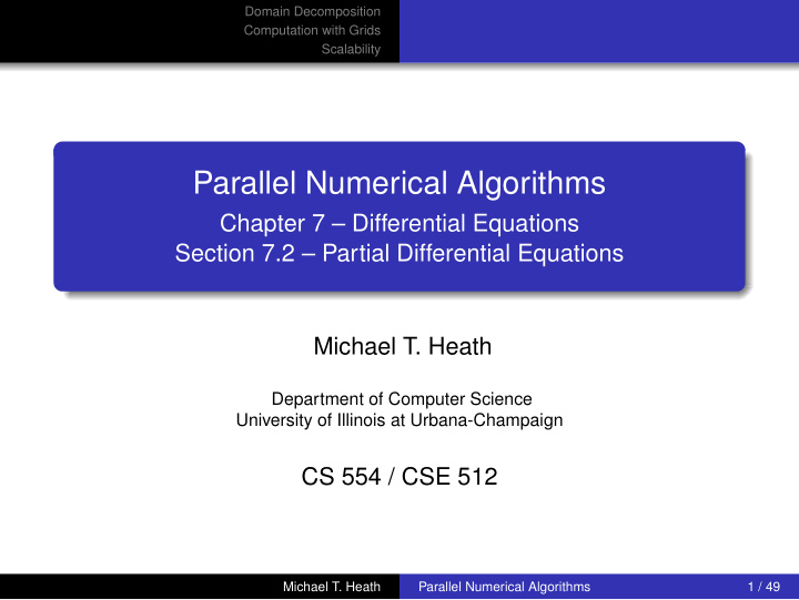 parallel numerical algorithms