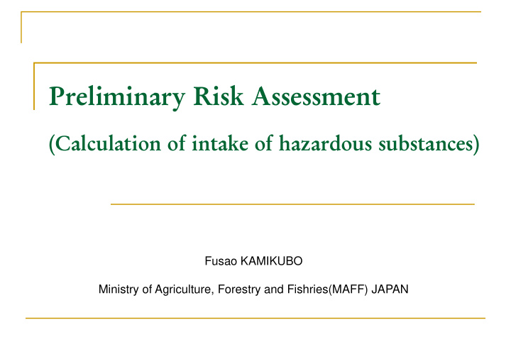preliminary risk assessment