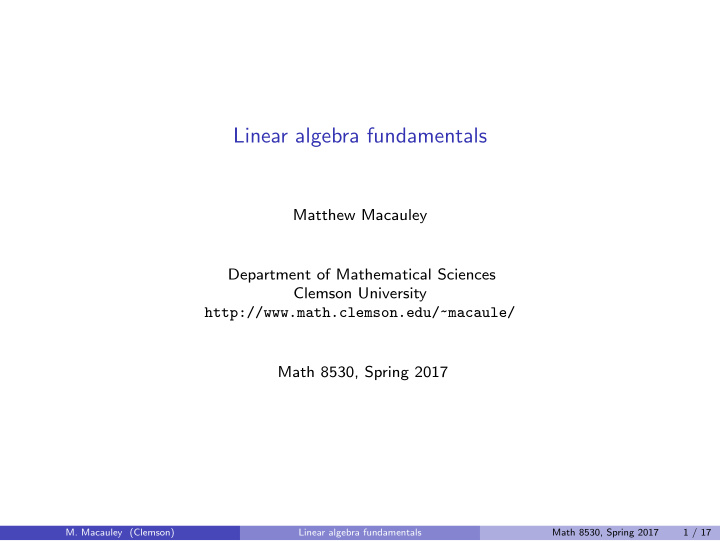 linear algebra fundamentals