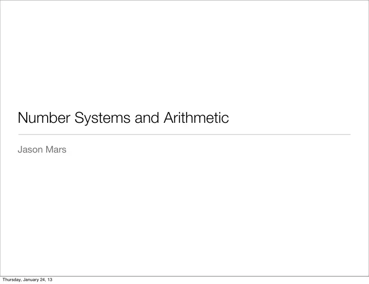 number systems and arithmetic