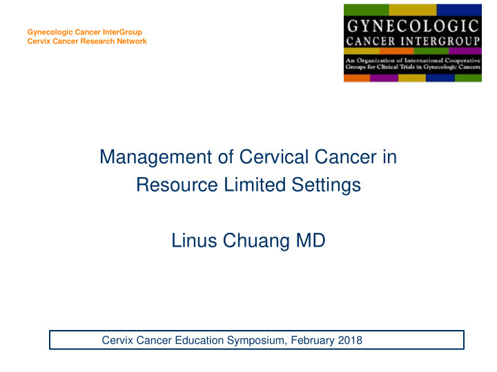 management of cervical cancer in resource limited