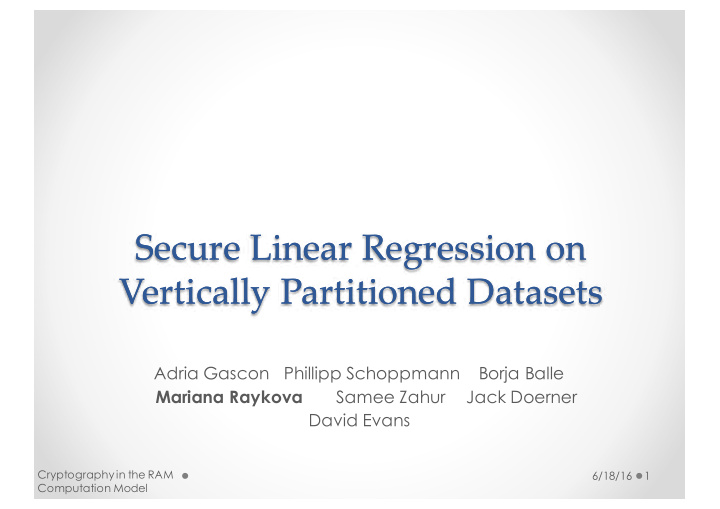 secure linear regression on secure linear regression on