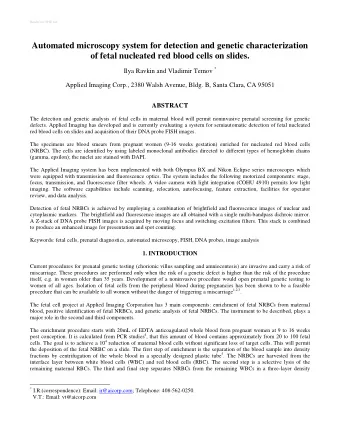 Automated microscopy system for detection and genetic characterization  of fetal nucleated red