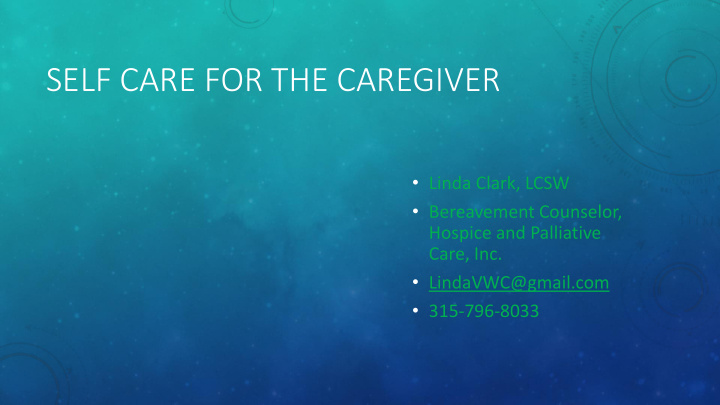 self care for the caregiver
