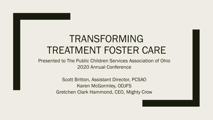 transforming treatment foster care