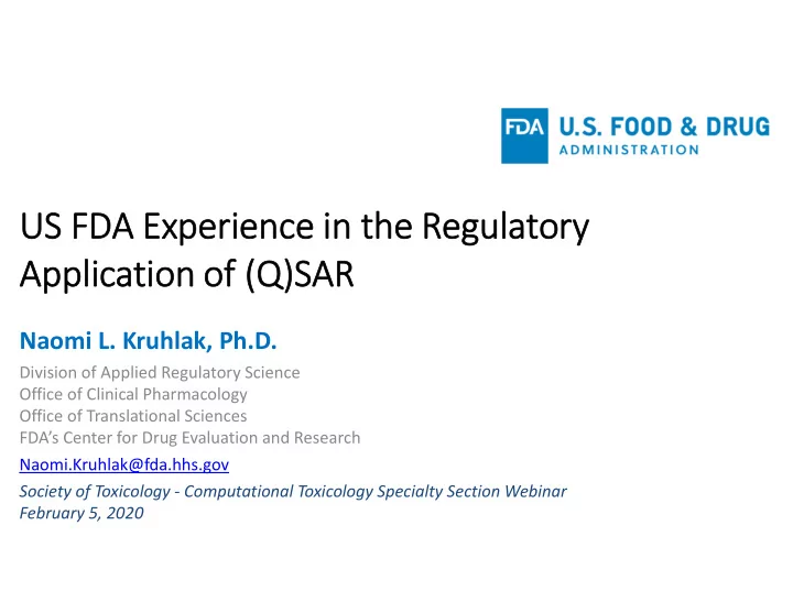us us fd fda experience experience in in the the re