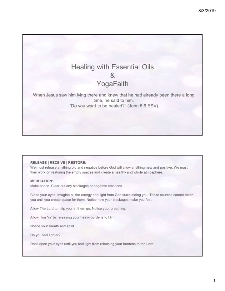healing with essential oils yogafaith