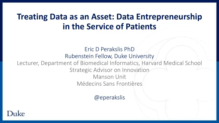 treating data as an asset data entrepreneurship in the
